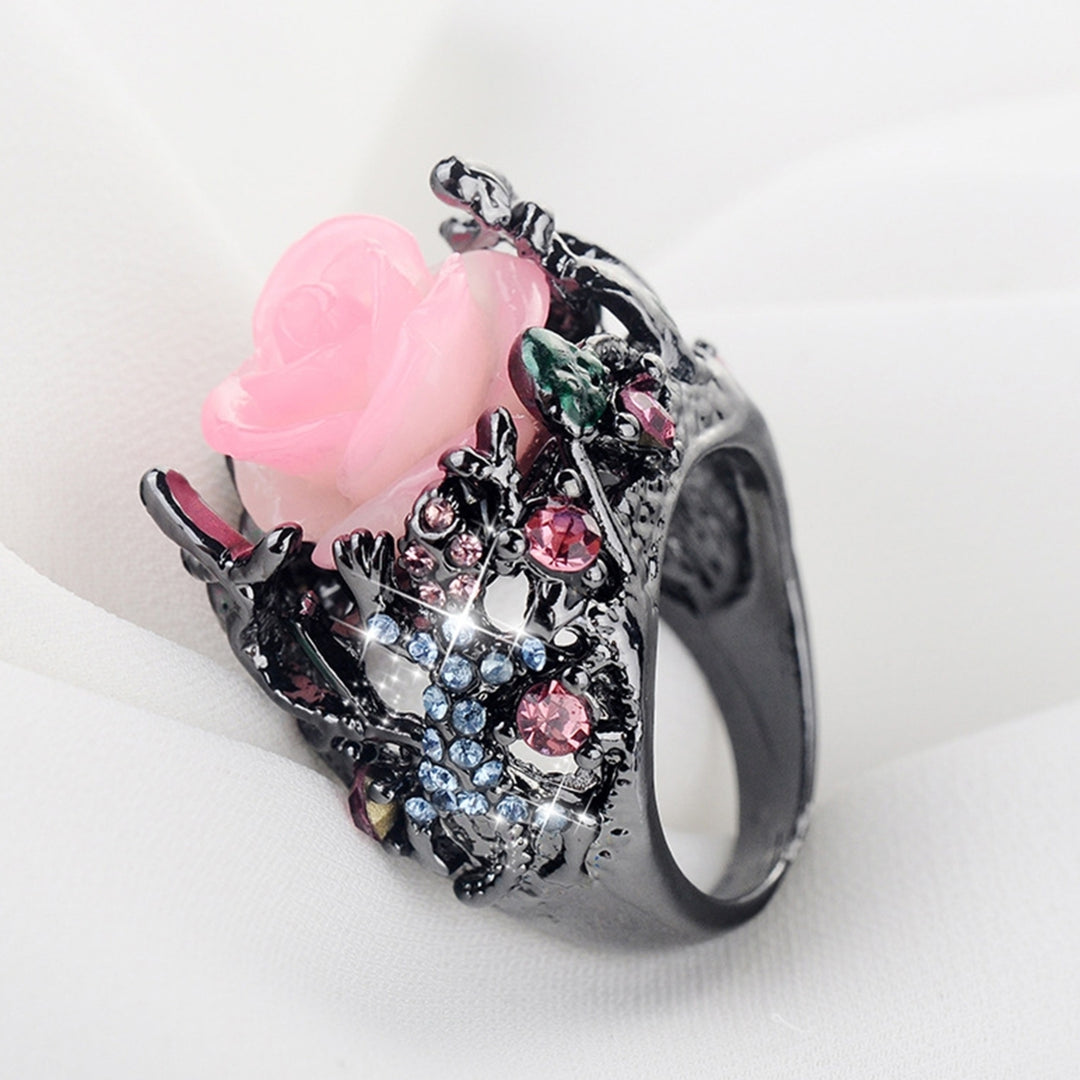 Decorative Ring Nice-looking Rhinestone Flower Design Women Ring Jewelry Accessories Image 3