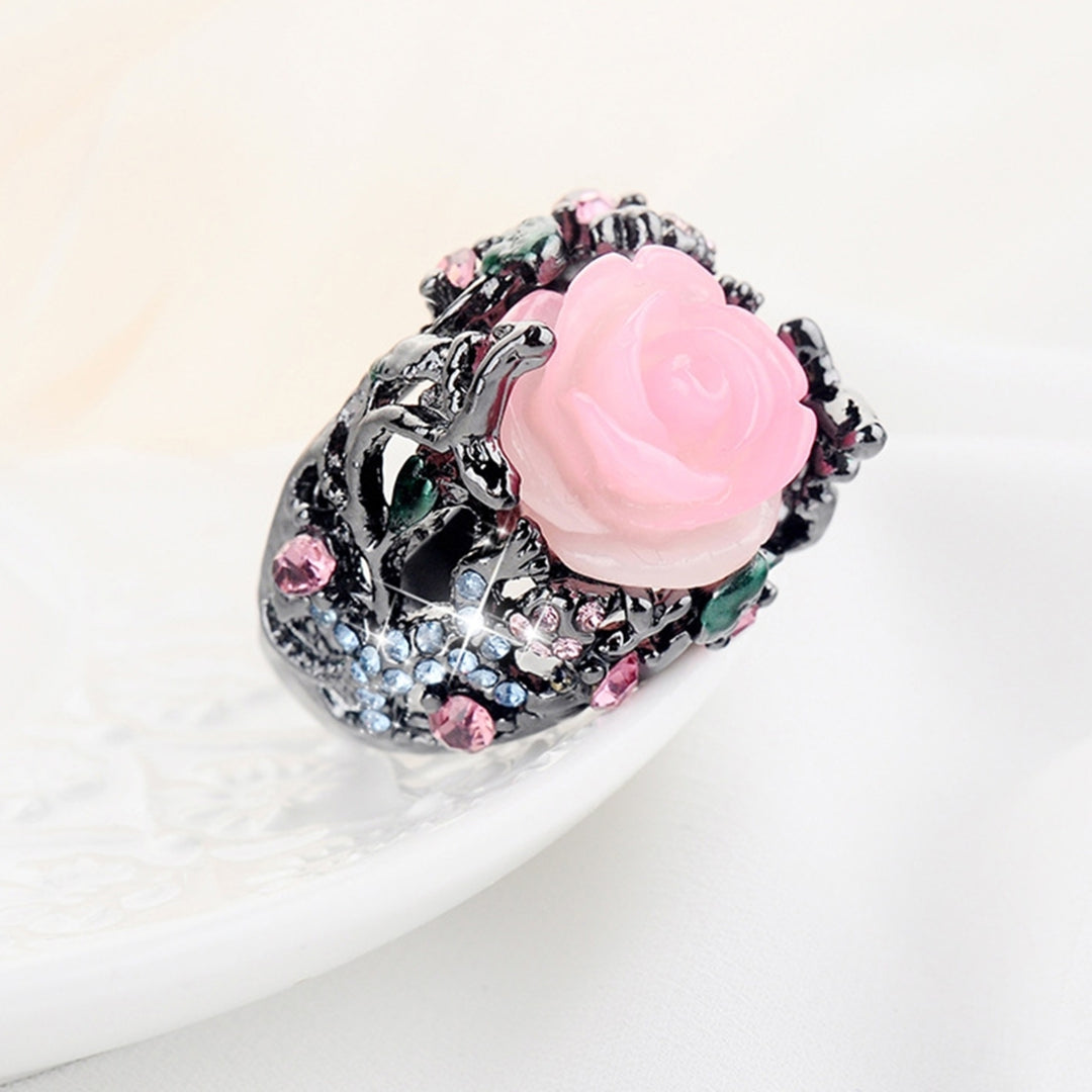 Decorative Ring Nice-looking Rhinestone Flower Design Women Ring Jewelry Accessories Image 4