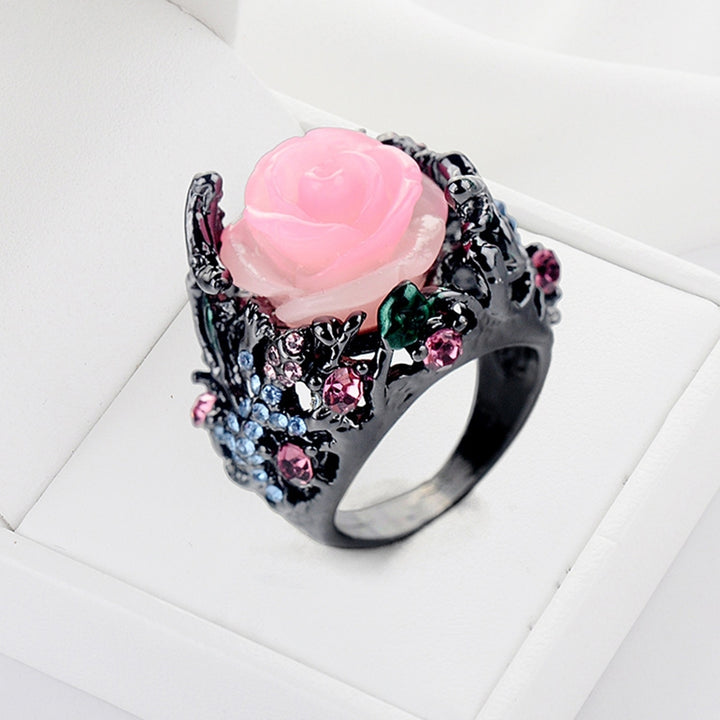 Decorative Ring Nice-looking Rhinestone Flower Design Women Ring Jewelry Accessories Image 4