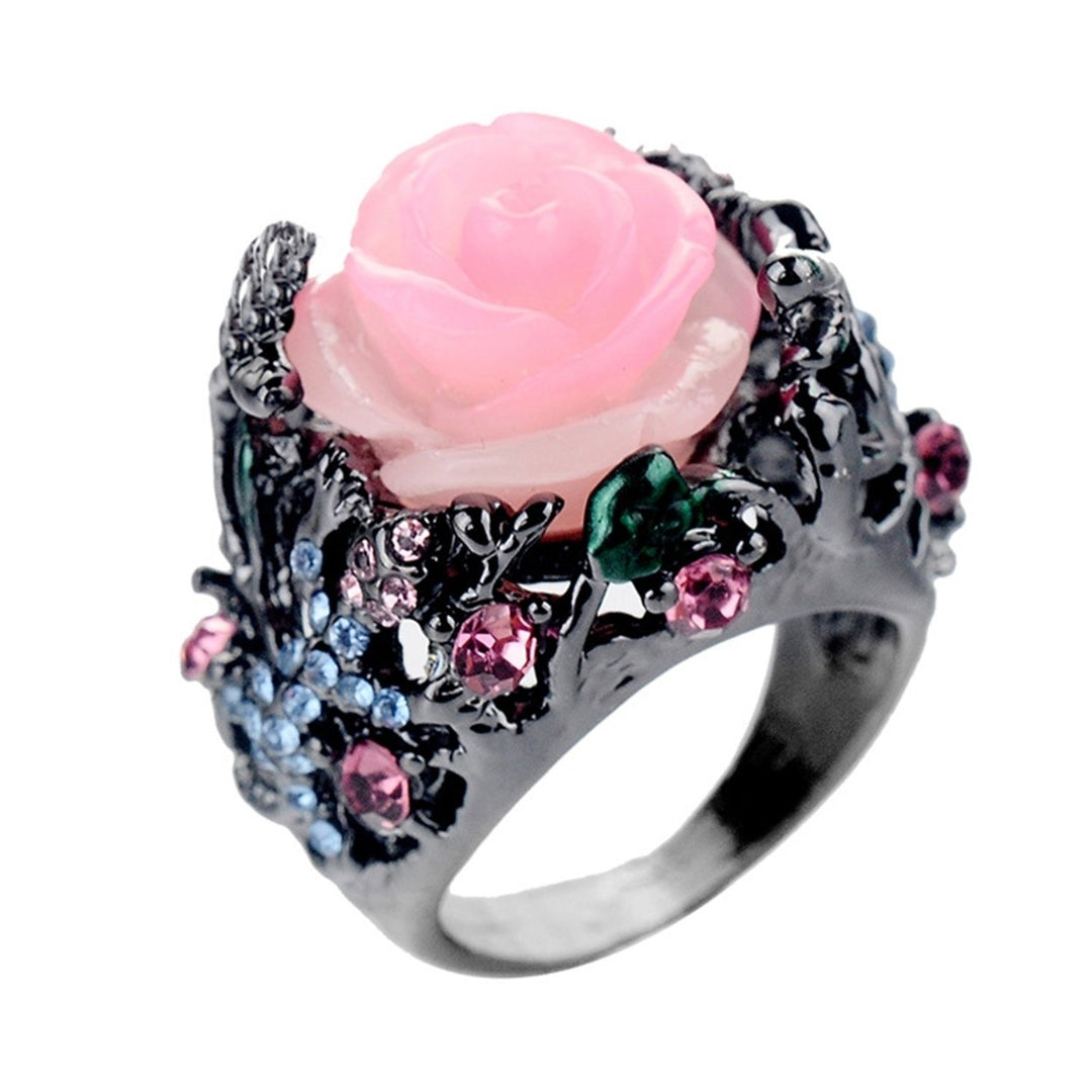 Decorative Ring Nice-looking Rhinestone Flower Design Women Ring Jewelry Accessories Image 1