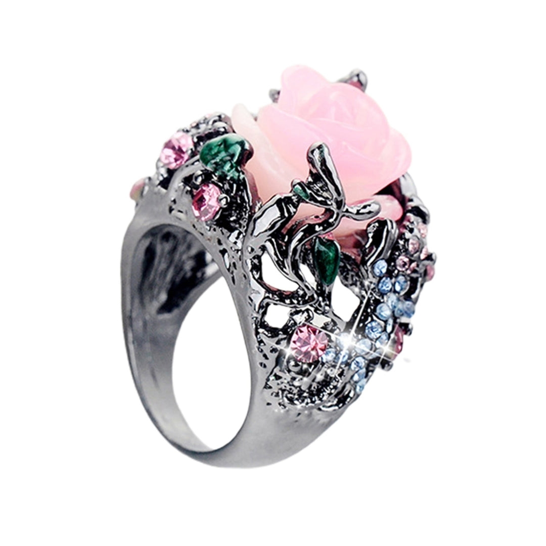 Decorative Ring Nice-looking Rhinestone Flower Design Women Ring Jewelry Accessories Image 7