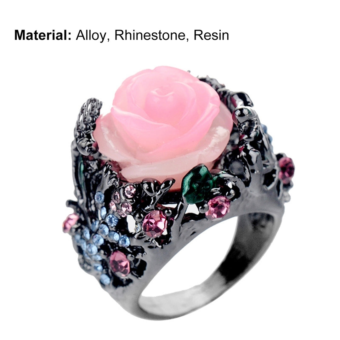 Decorative Ring Nice-looking Rhinestone Flower Design Women Ring Jewelry Accessories Image 10