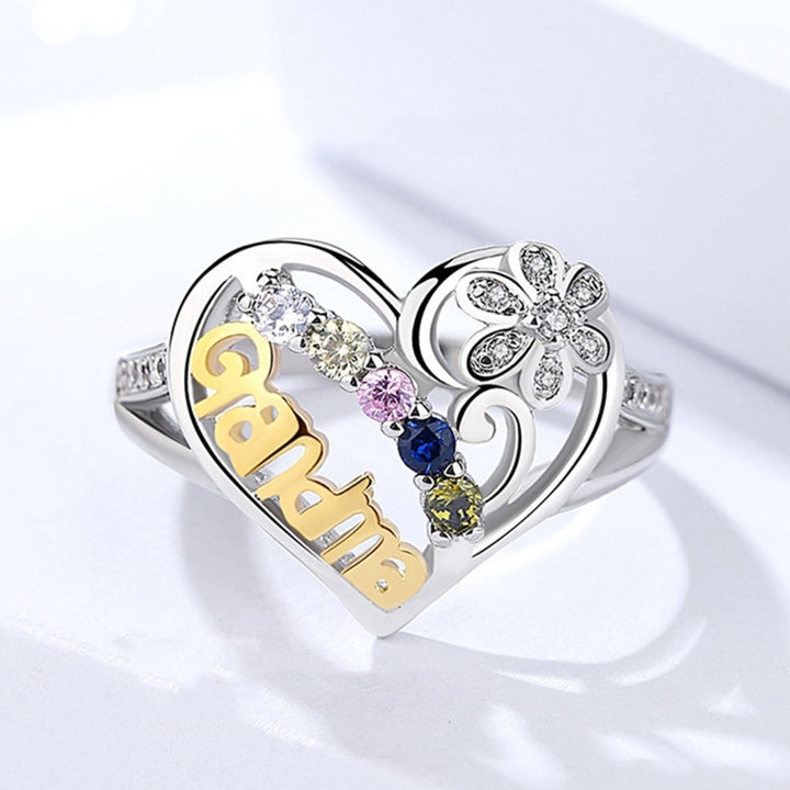 Finger Ring Rhinestone Heart Shape Jewelry Good-looking Women Ring for Mother Image 4