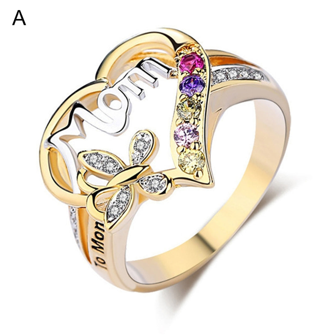 Finger Ring Rhinestone Heart Shape Jewelry Good-looking Women Ring for Mother Image 11