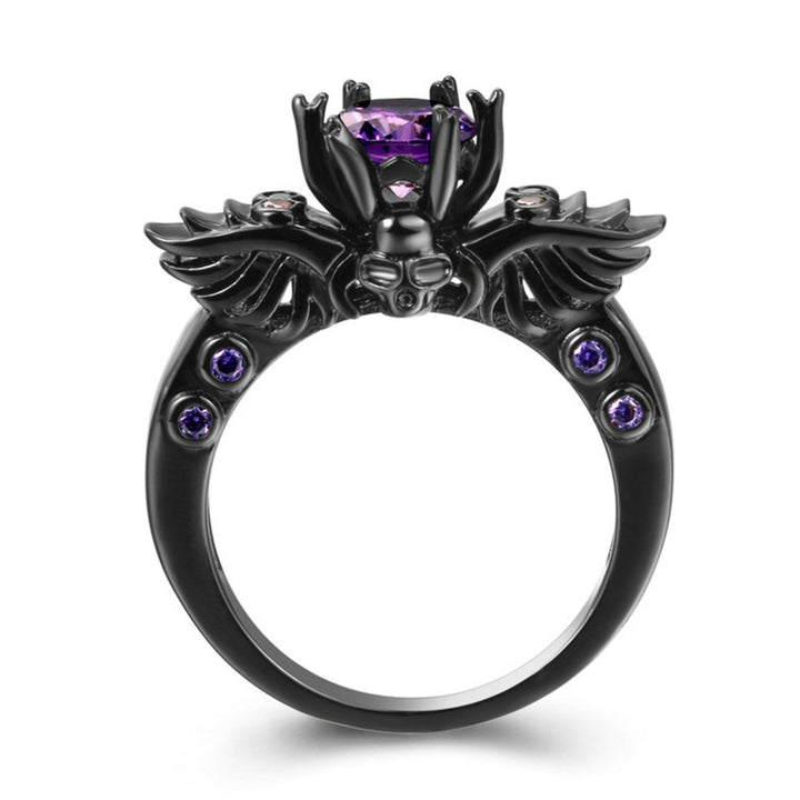 Punk Smooth Surface Cocktail Ring Copper Purple Cubic Zirconia Skull Ring Jewelry Accessories Image 8