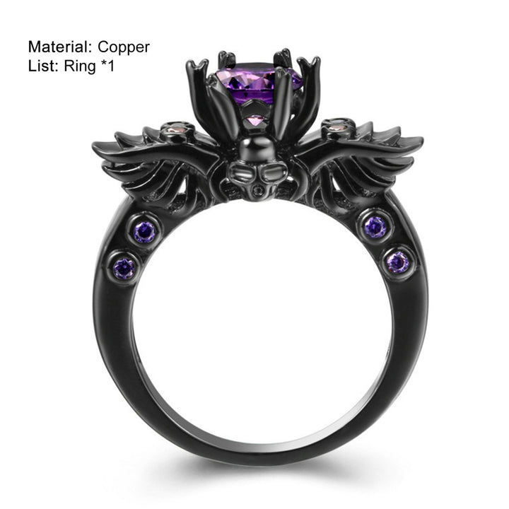 Punk Smooth Surface Cocktail Ring Copper Purple Cubic Zirconia Skull Ring Jewelry Accessories Image 9