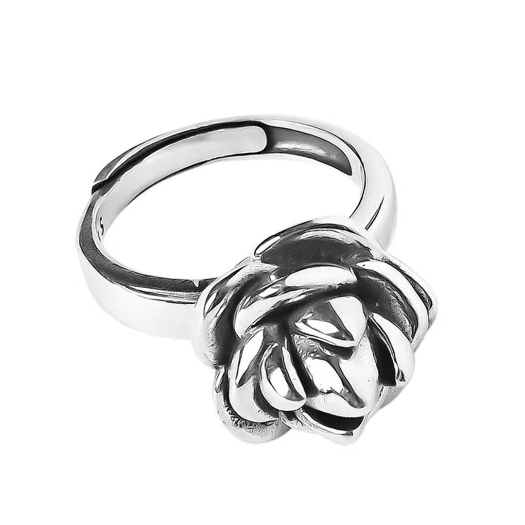 Opening Decorative Stylish Engagement Ring Exaggerated Flower Decor Women Cocktail Ring Jewelry Accessaries Image 3