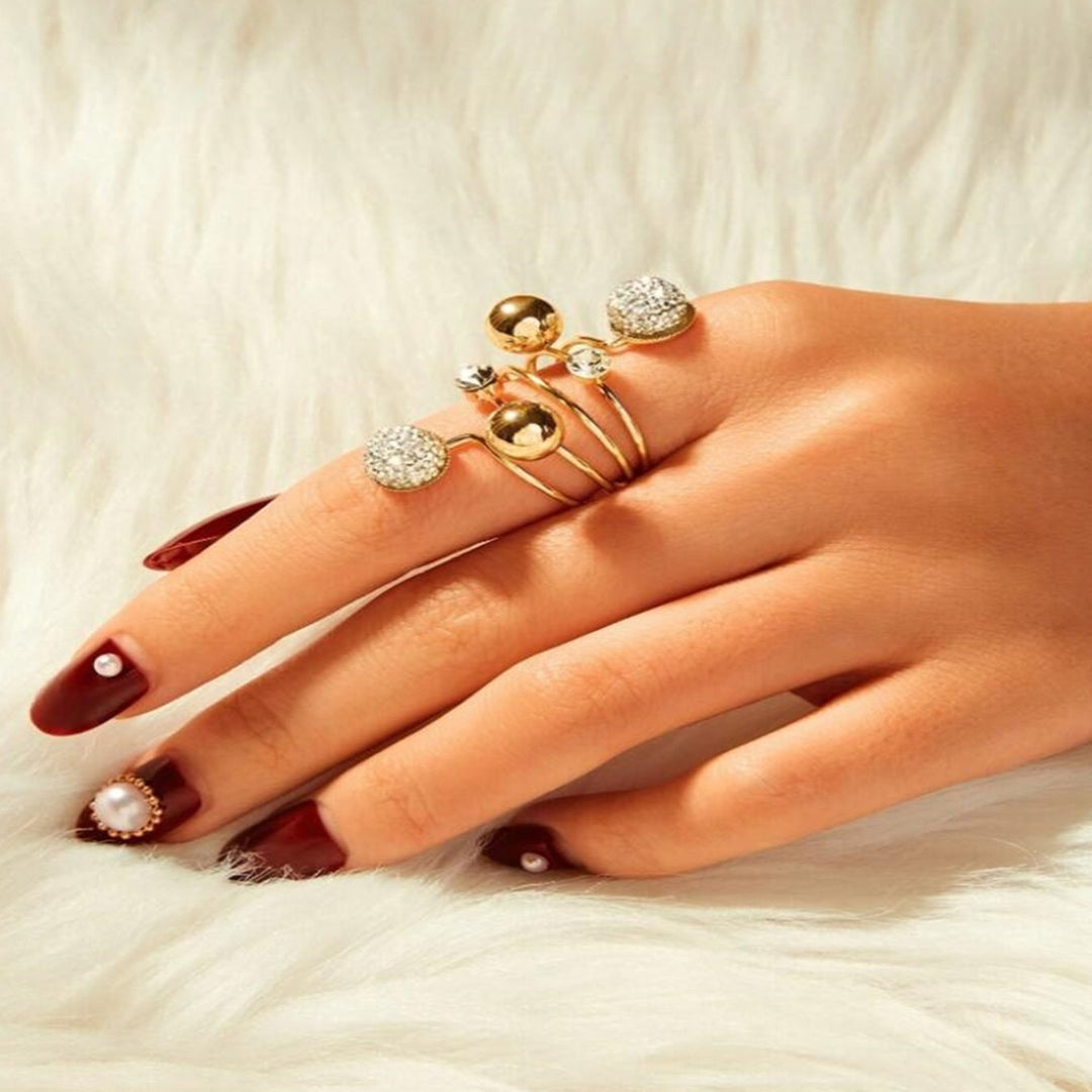 Adjustable Ring Exquisite Shiny Alloy Creative Design Imitation Pearl Ring for Engagement Image 4
