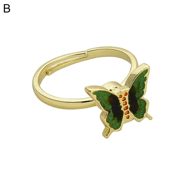 Women Ring Butterfly Adjustable Opening Jewelry Rotatable Chrysanthemum Finger Ring for Wedding Image 3