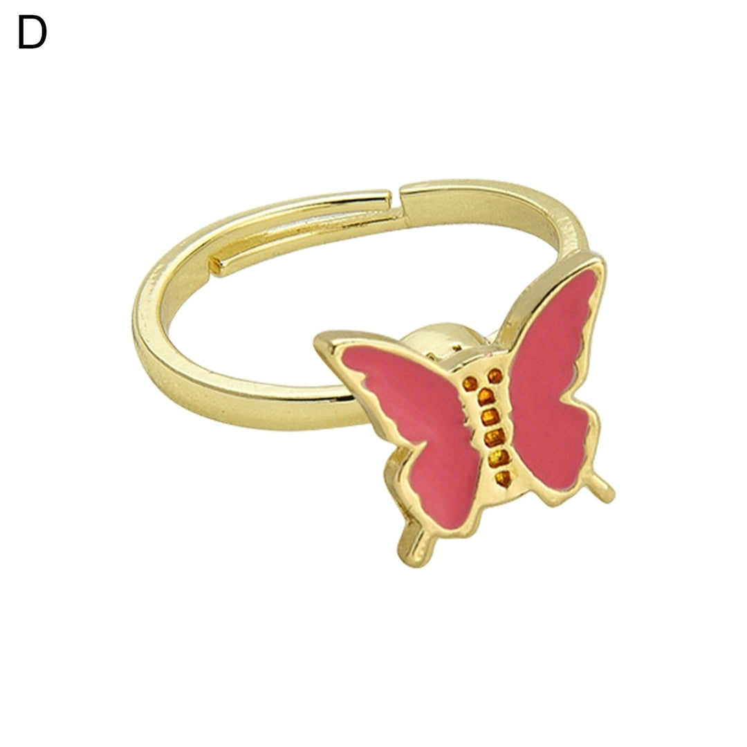 Women Ring Butterfly Adjustable Opening Jewelry Rotatable Chrysanthemum Finger Ring for Wedding Image 4