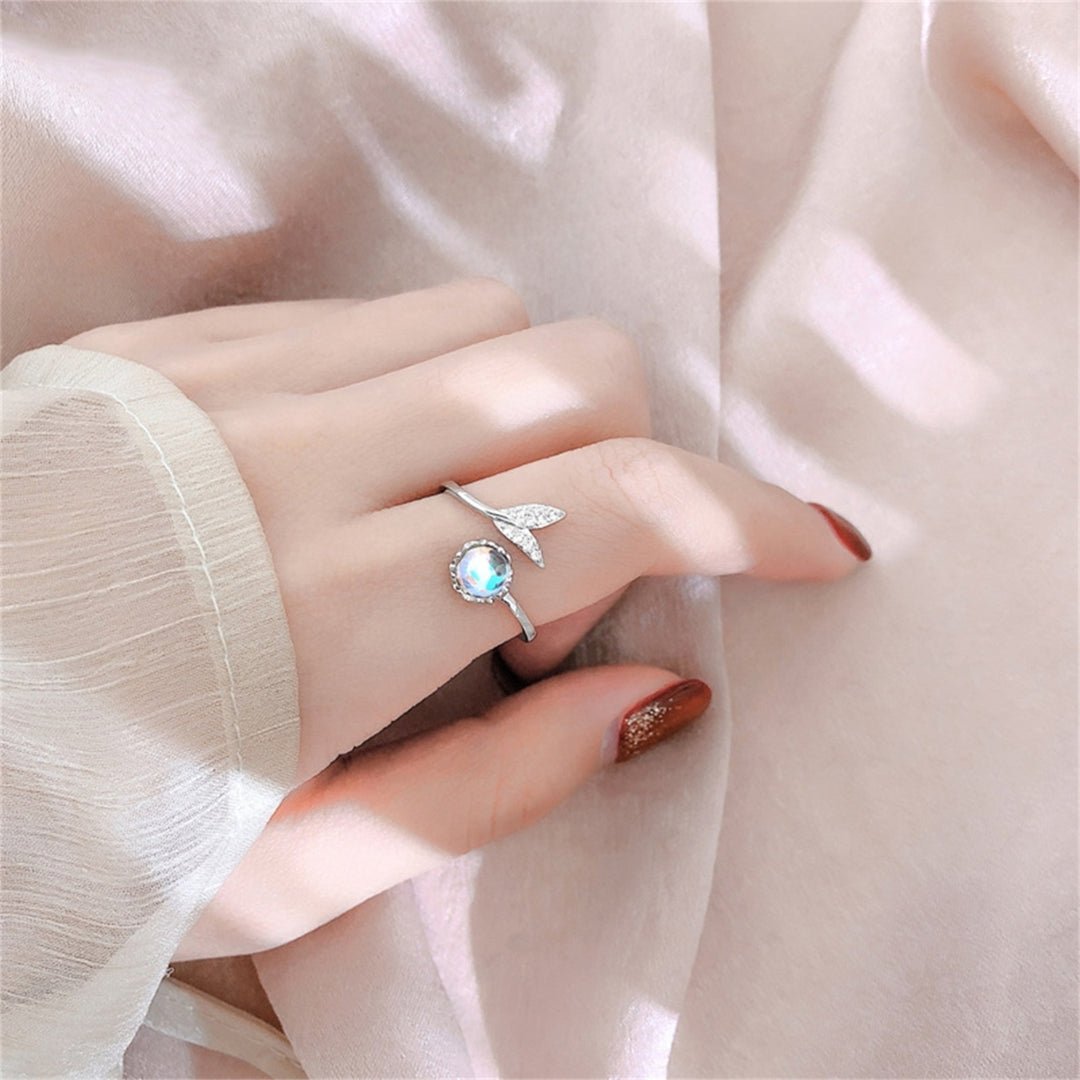 Women Ring Creative Shape Rust-proof Alloy Fashion Fish Tail Opening Ring for Girl Image 6