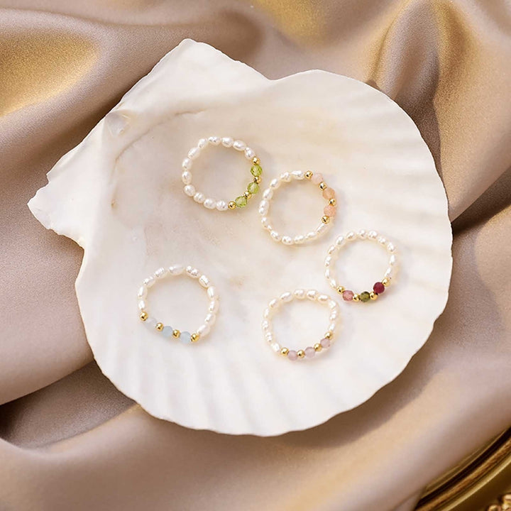 Simple Elegant Rope Women Ring Gift Multi Beaded Imitation Pearl Ring Jewelry Accessories Image 8