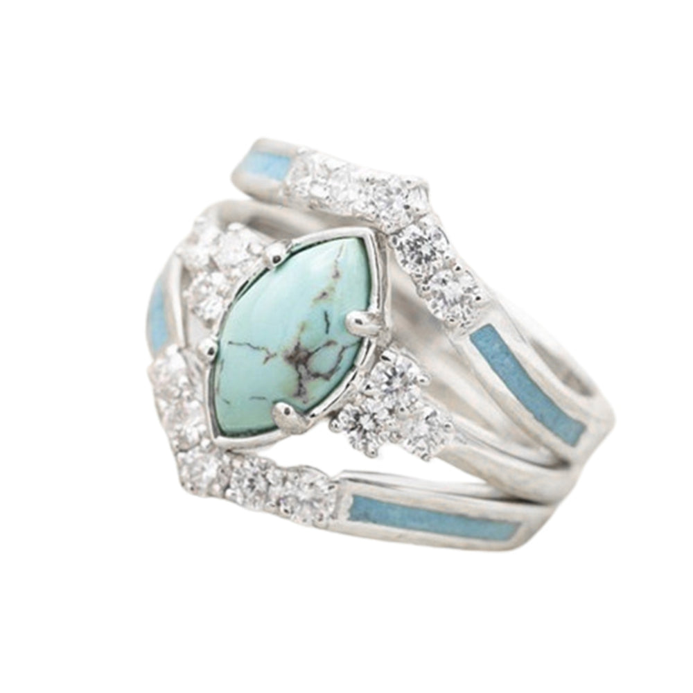 3Pcs Women Rings Set Faux Turquoise Stone Exquisite Eye-catching Women Circlet Set for Gift Image 2