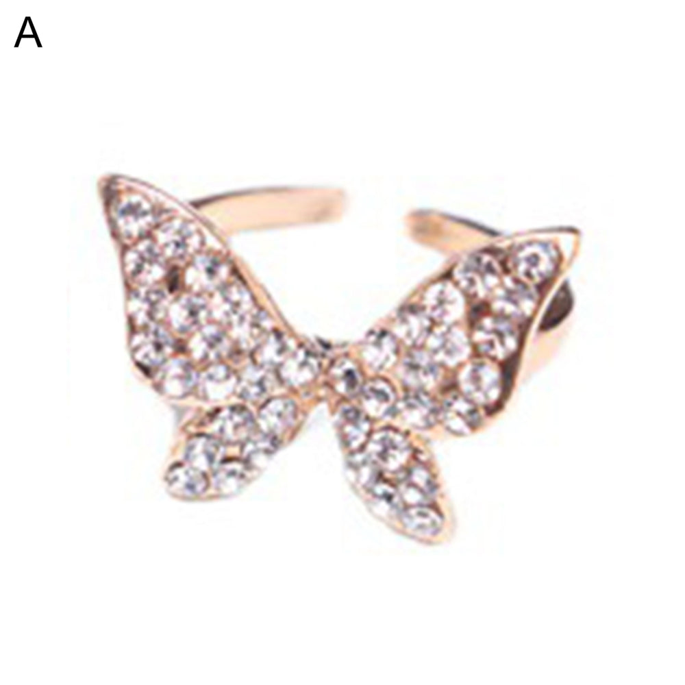 Finger Ring Exquisite Shape Rust-proof Alloy Women Sparkling Butterfly Ring Wedding Jewelry for Lady Image 2