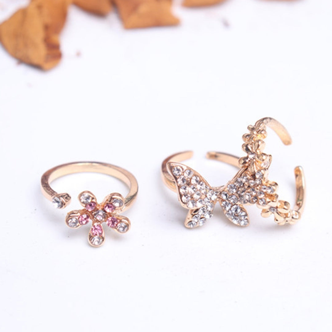 Finger Ring Exquisite Shape Rust-proof Alloy Women Sparkling Butterfly Ring Wedding Jewelry for Lady Image 6