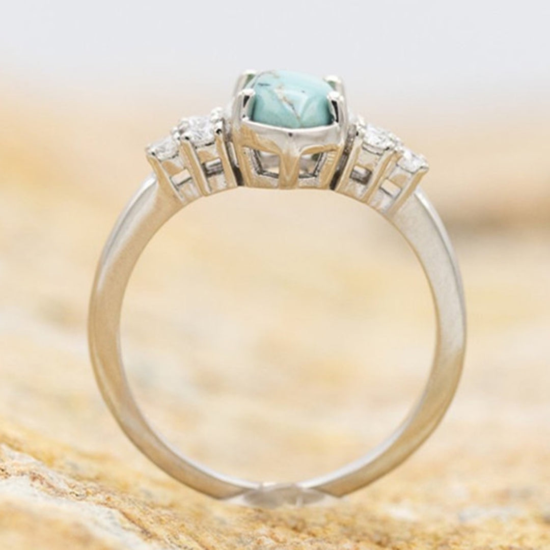 3Pcs Women Rings Set Faux Turquoise Stone Exquisite Eye-catching Women Circlet Set for Gift Image 12