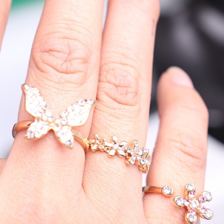 Finger Ring Exquisite Shape Rust-proof Alloy Women Sparkling Butterfly Ring Wedding Jewelry for Lady Image 7