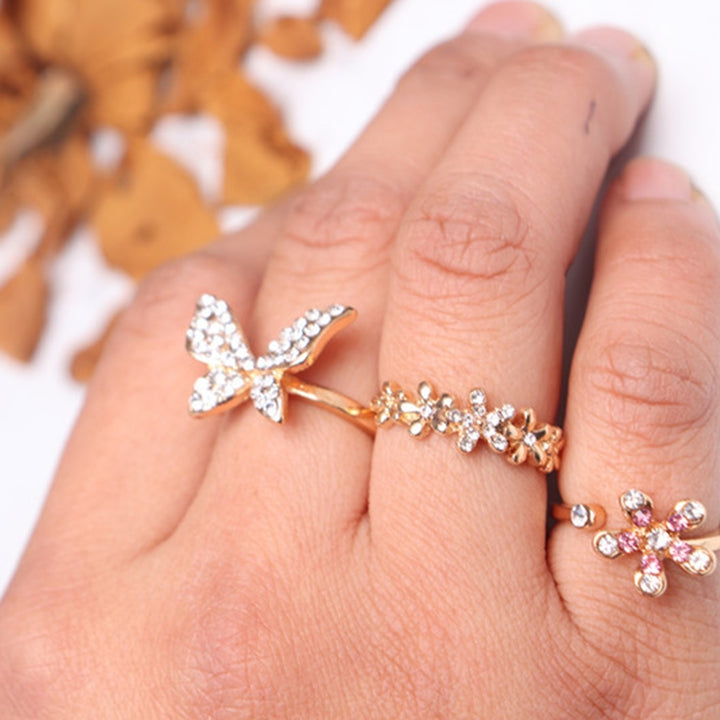 Finger Ring Exquisite Shape Rust-proof Alloy Women Sparkling Butterfly Ring Wedding Jewelry for Lady Image 8