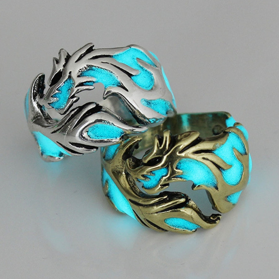 Glow in The Dark Luminous Men Ring Cool Personality Flying Dragon Ring for Bar Image 1