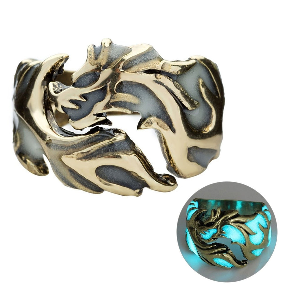 Glow in The Dark Luminous Men Ring Cool Personality Flying Dragon Ring for Bar Image 2