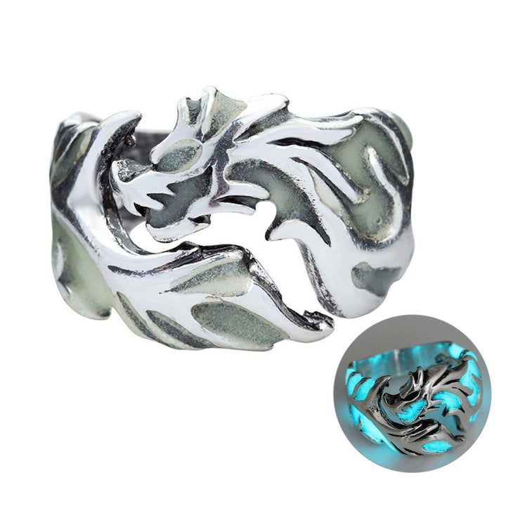 Glow in The Dark Luminous Men Ring Cool Personality Flying Dragon Ring for Bar Image 3