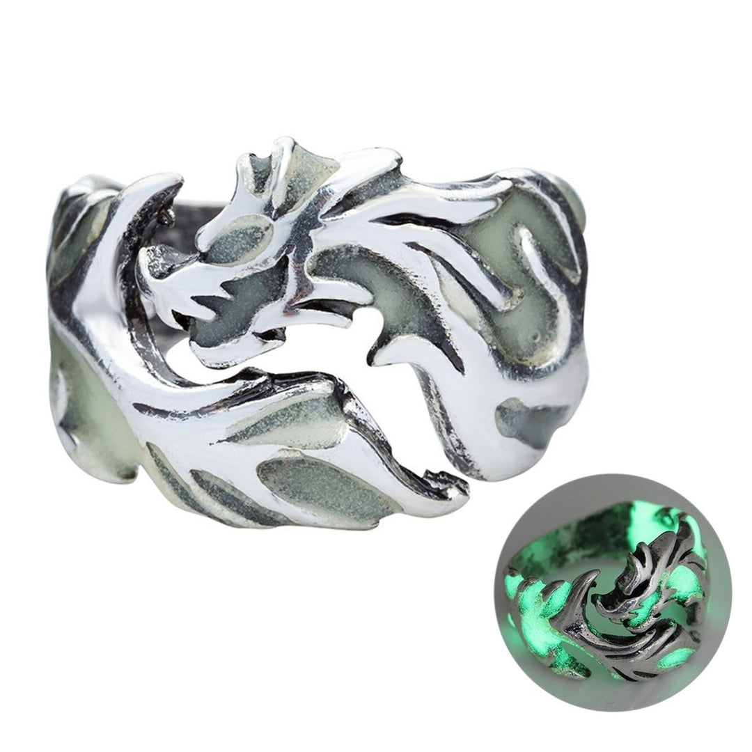 Glow in The Dark Luminous Men Ring Cool Personality Flying Dragon Ring for Bar Image 4