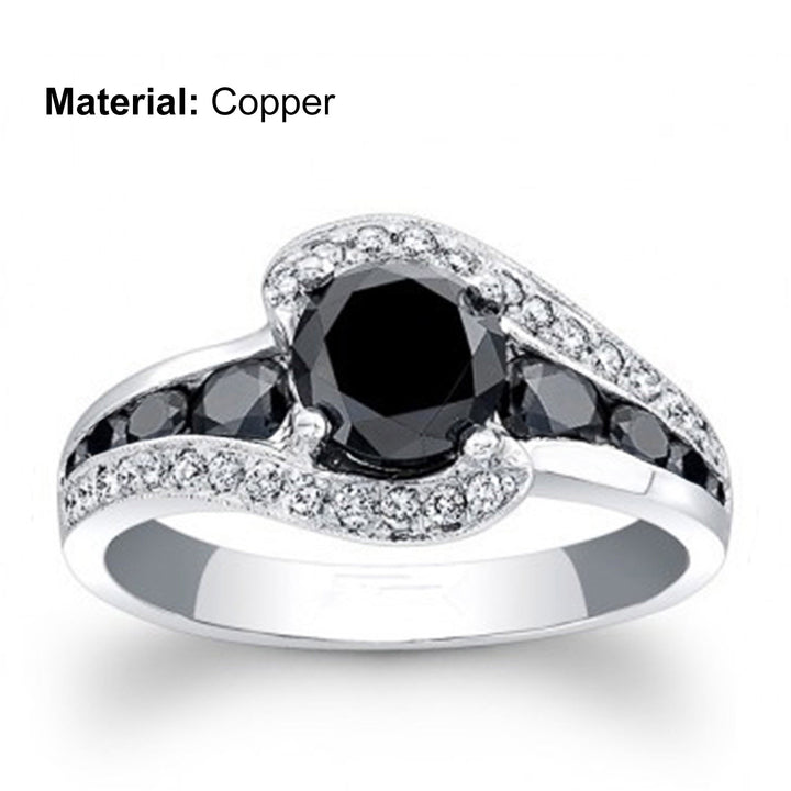 Finger Ring Geometric Black Cubic Zirconia Jewelry Fashion Appearance Exquisite Finger Ring for Wedding Image 10