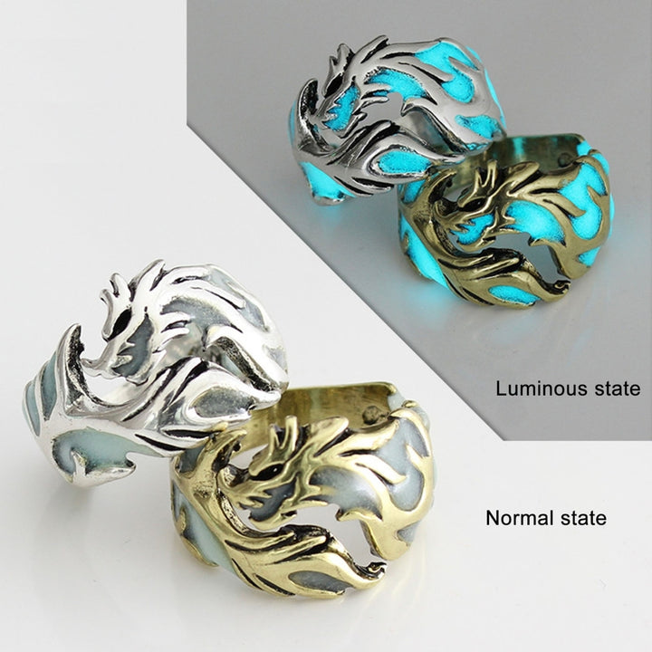 Glow in The Dark Luminous Men Ring Cool Personality Flying Dragon Ring for Bar Image 12