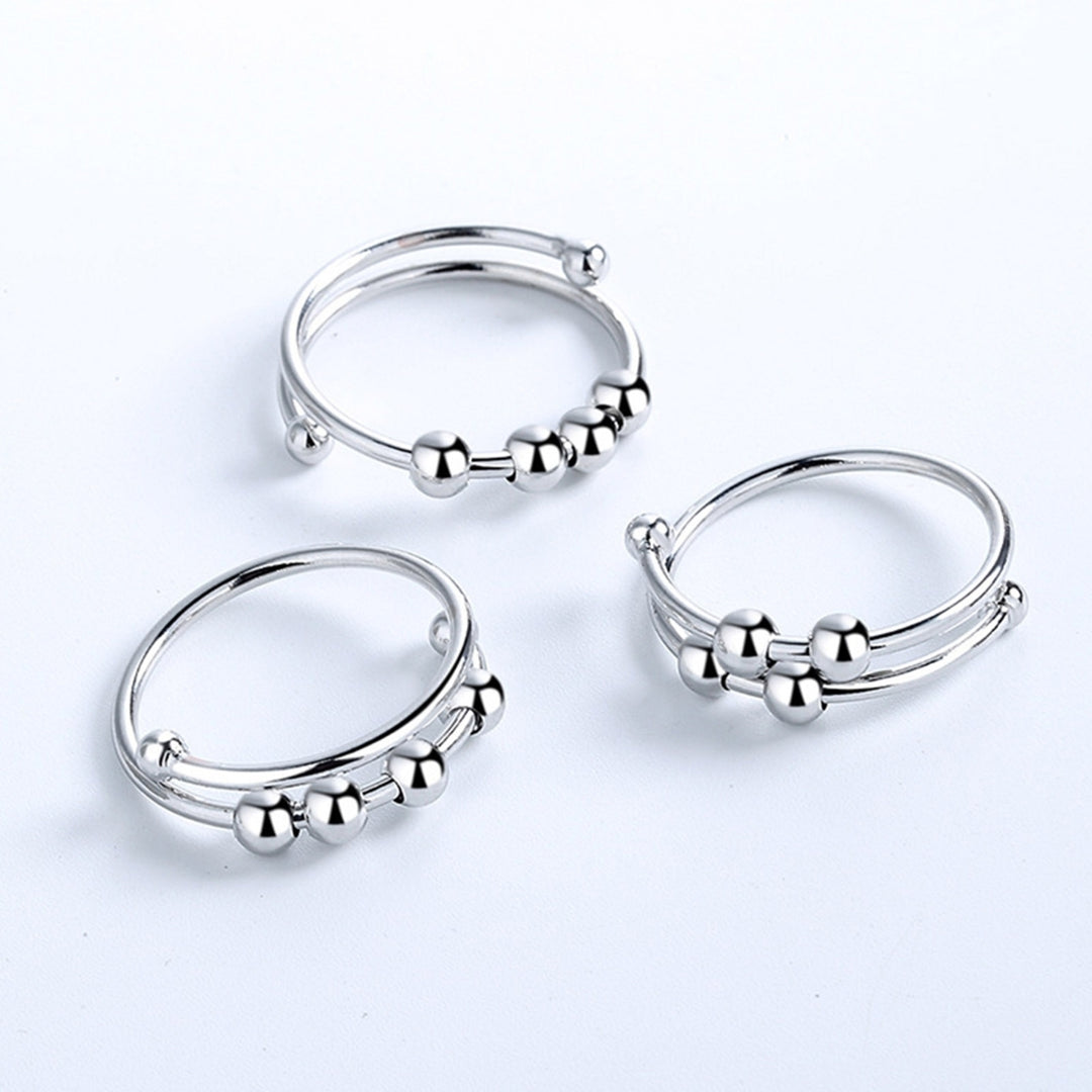 Fashion Ring Lightweight Alloy Geometric Bead Decor Open Ring for Daily Life Image 1