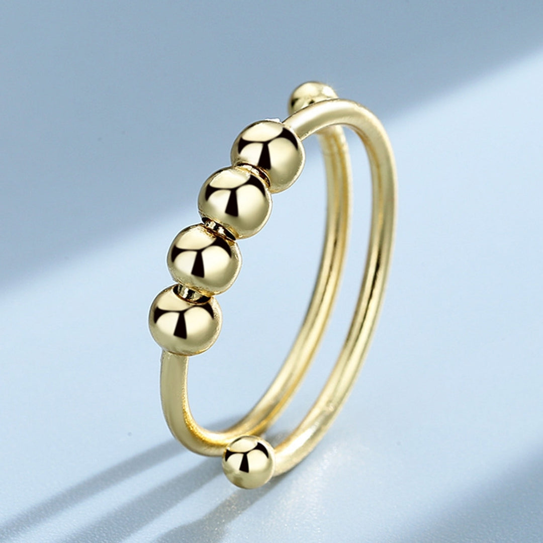 Fashion Ring Lightweight Alloy Geometric Bead Decor Open Ring for Daily Life Image 3