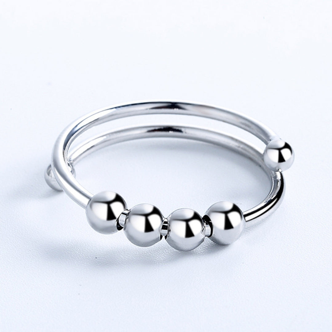 Fashion Ring Lightweight Alloy Geometric Bead Decor Open Ring for Daily Life Image 4