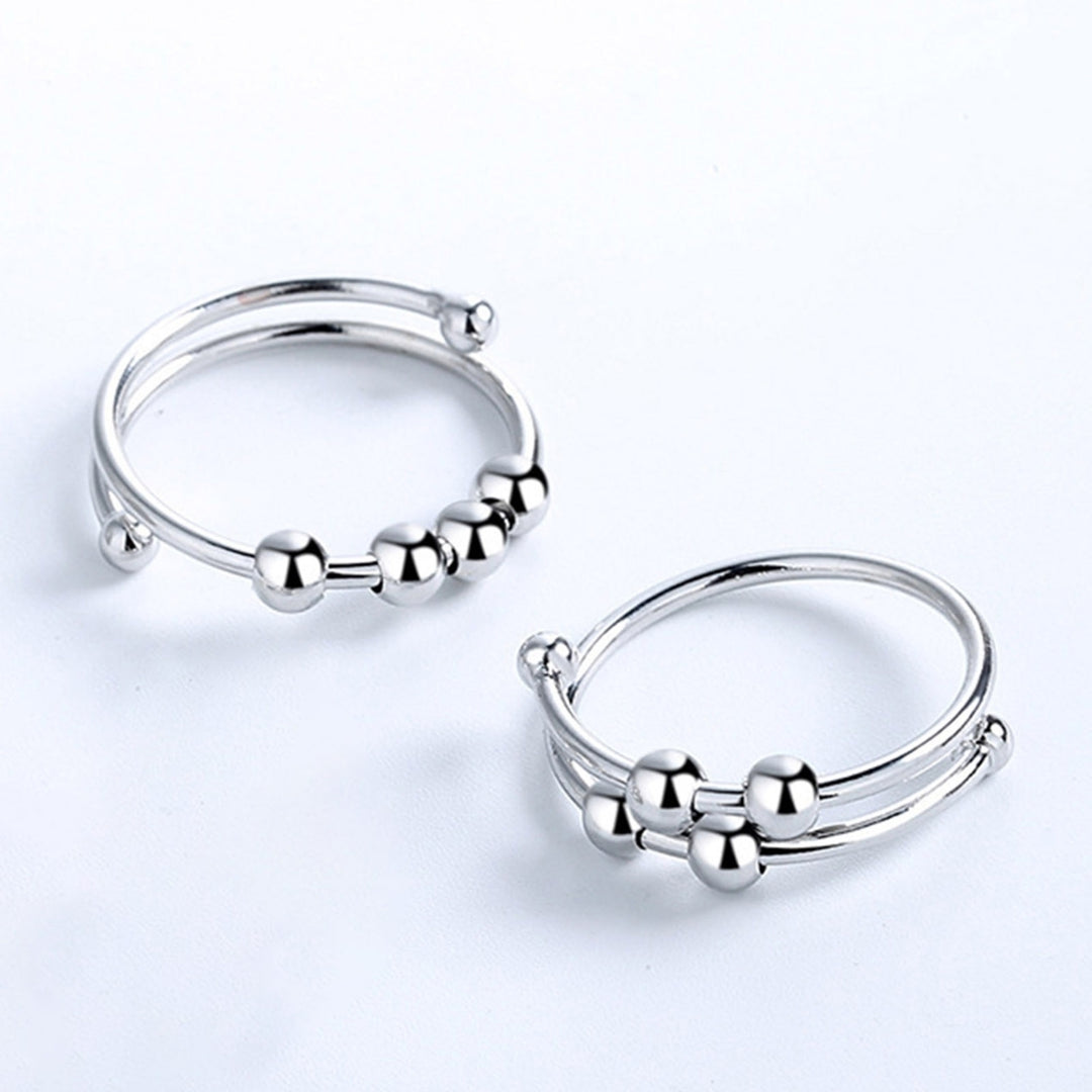 Fashion Ring Lightweight Alloy Geometric Bead Decor Open Ring for Daily Life Image 4