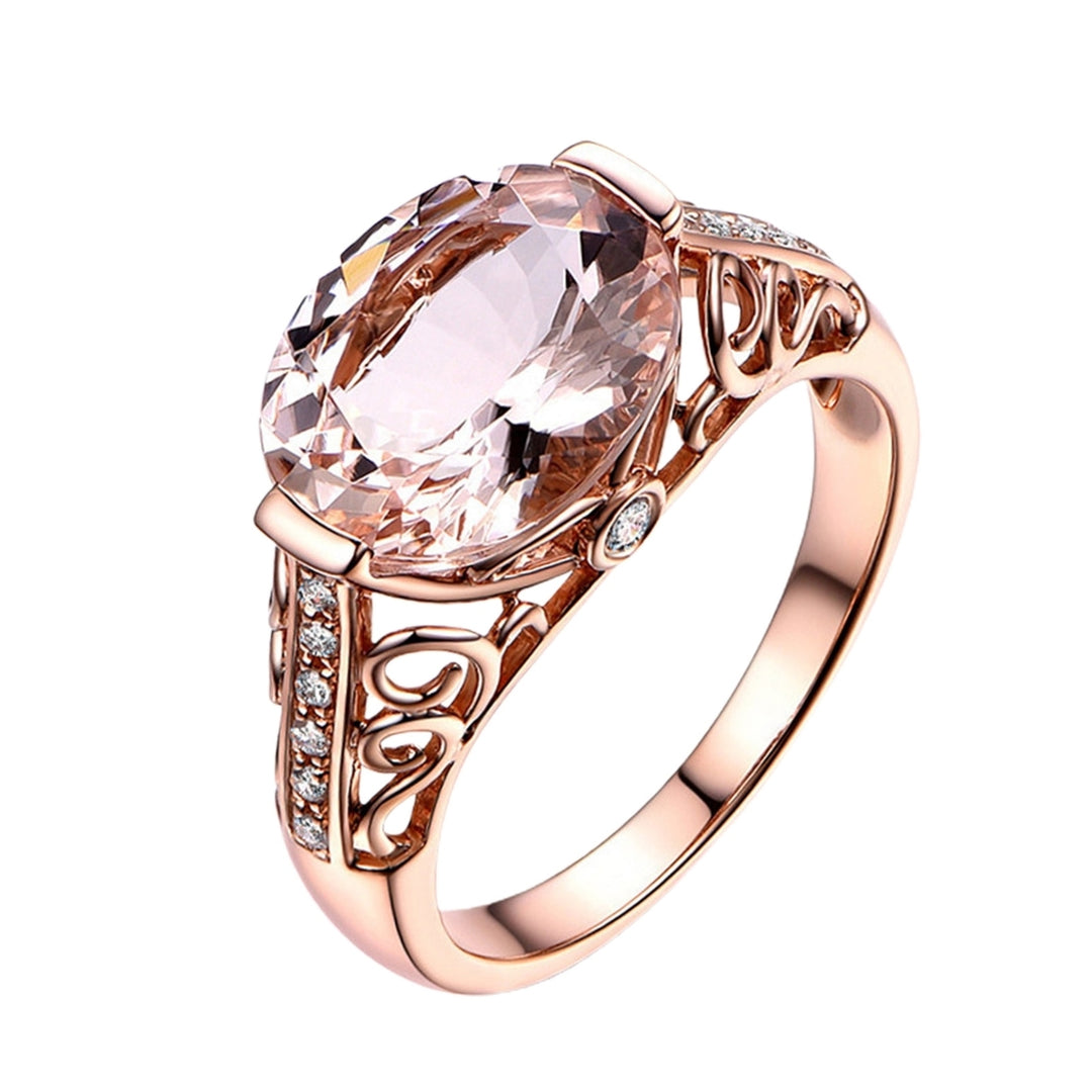 Women Ring Faux Morganite Hollow Out Jewelry Electroplating Long Lasting Finger Ring for Wedding Image 1