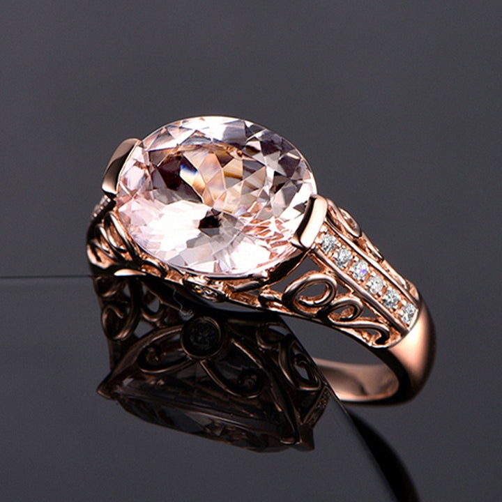 Women Ring Faux Morganite Hollow Out Jewelry Electroplating Long Lasting Finger Ring for Wedding Image 4