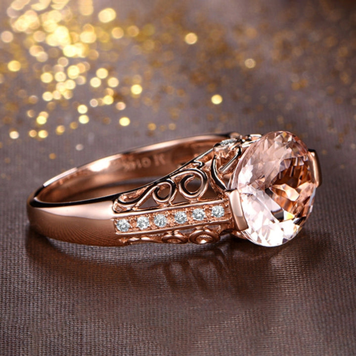 Women Ring Faux Morganite Hollow Out Jewelry Electroplating Long Lasting Finger Ring for Wedding Image 6