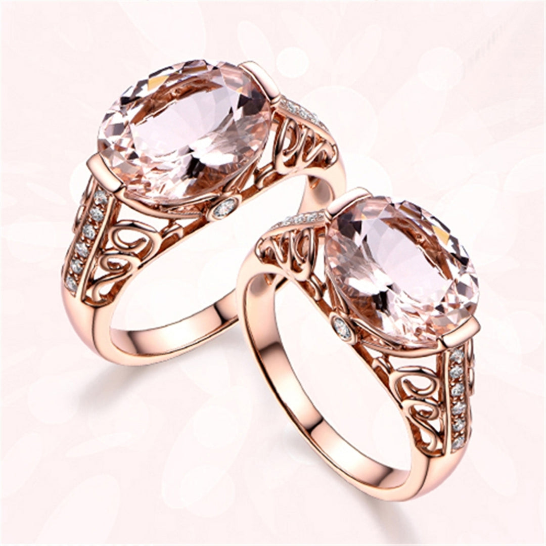 Women Ring Faux Morganite Hollow Out Jewelry Electroplating Long Lasting Finger Ring for Wedding Image 8