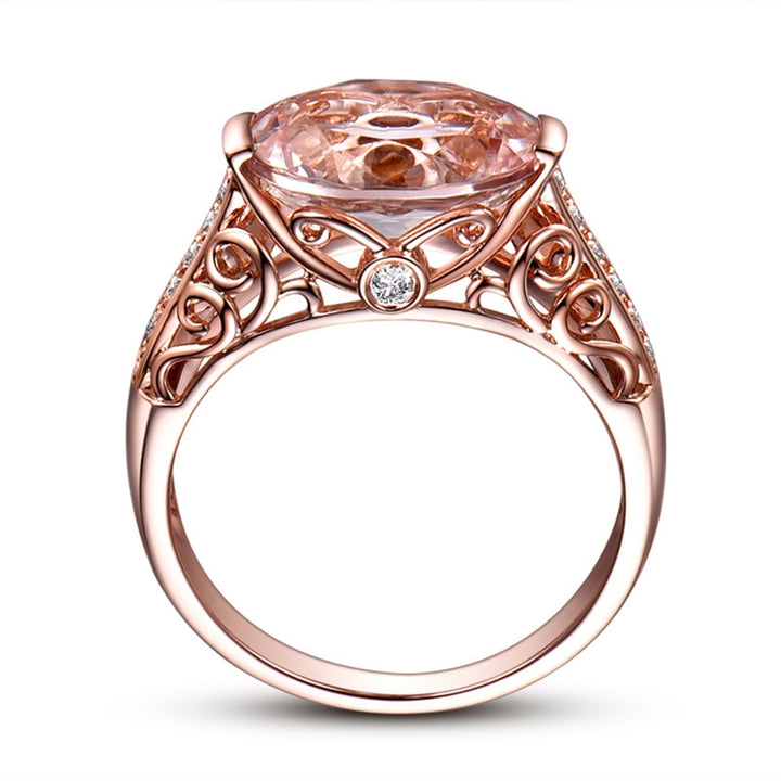 Women Ring Faux Morganite Hollow Out Jewelry Electroplating Long Lasting Finger Ring for Wedding Image 10