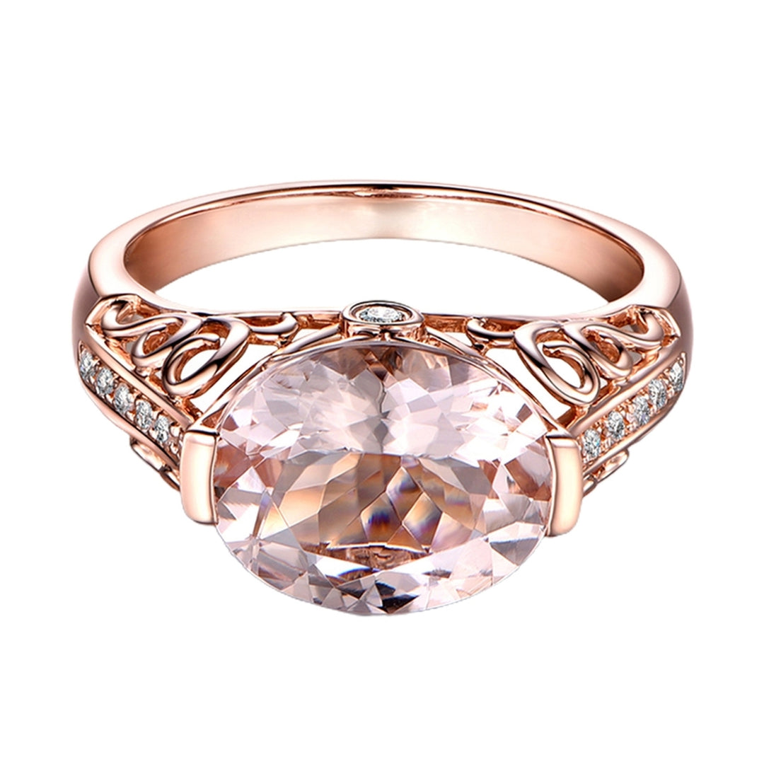 Women Ring Faux Morganite Hollow Out Jewelry Electroplating Long Lasting Finger Ring for Wedding Image 11