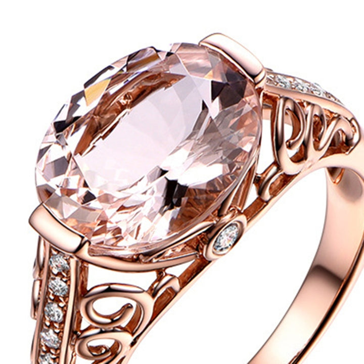 Women Ring Faux Morganite Hollow Out Jewelry Electroplating Long Lasting Finger Ring for Wedding Image 12