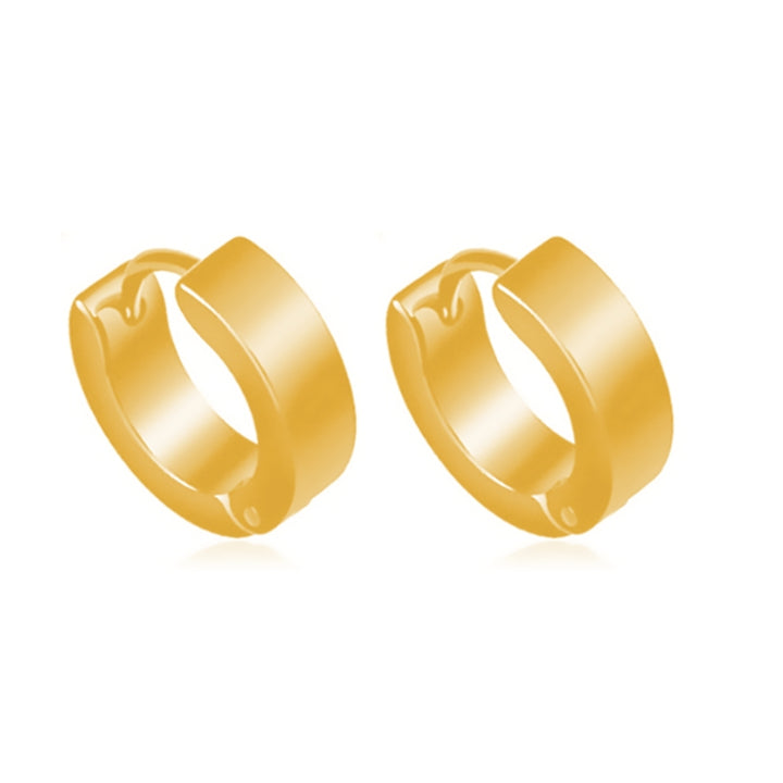 1 Pair Fashion Cool Mens Stainless Steel Huggie Hoop Earrings Casual Jewelry Image 4