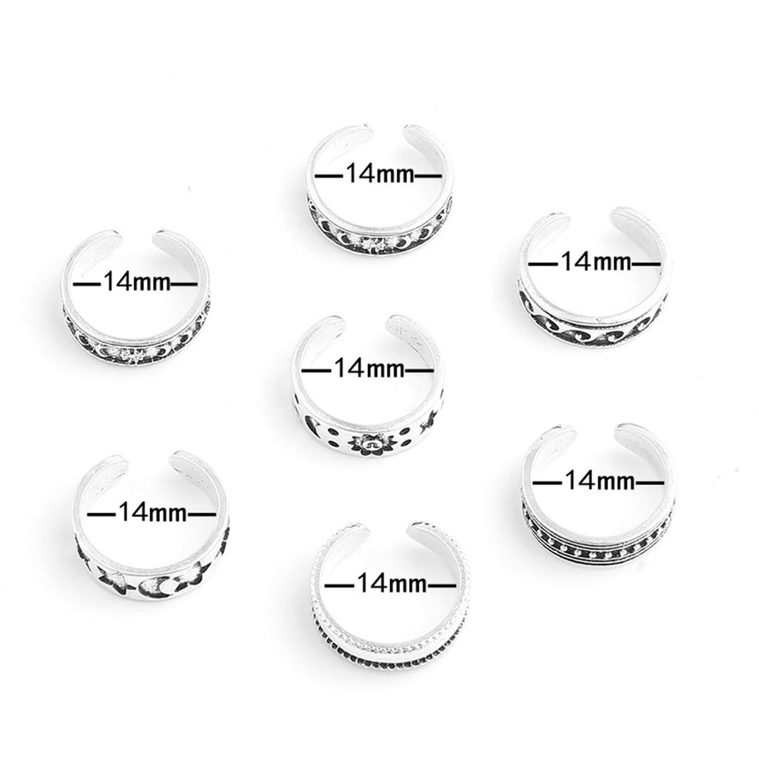 7Pcs Toe Rings Moon Star Opening Jewelry Bohemian Electroplating Toe Rings for Beach Image 6