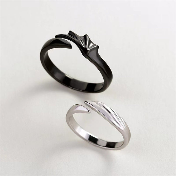 2Pcs Couple Rings Exquisite Shape Rust-proof Metal Stylish Engagement Open Ring Birthday Gift for Female Image 4