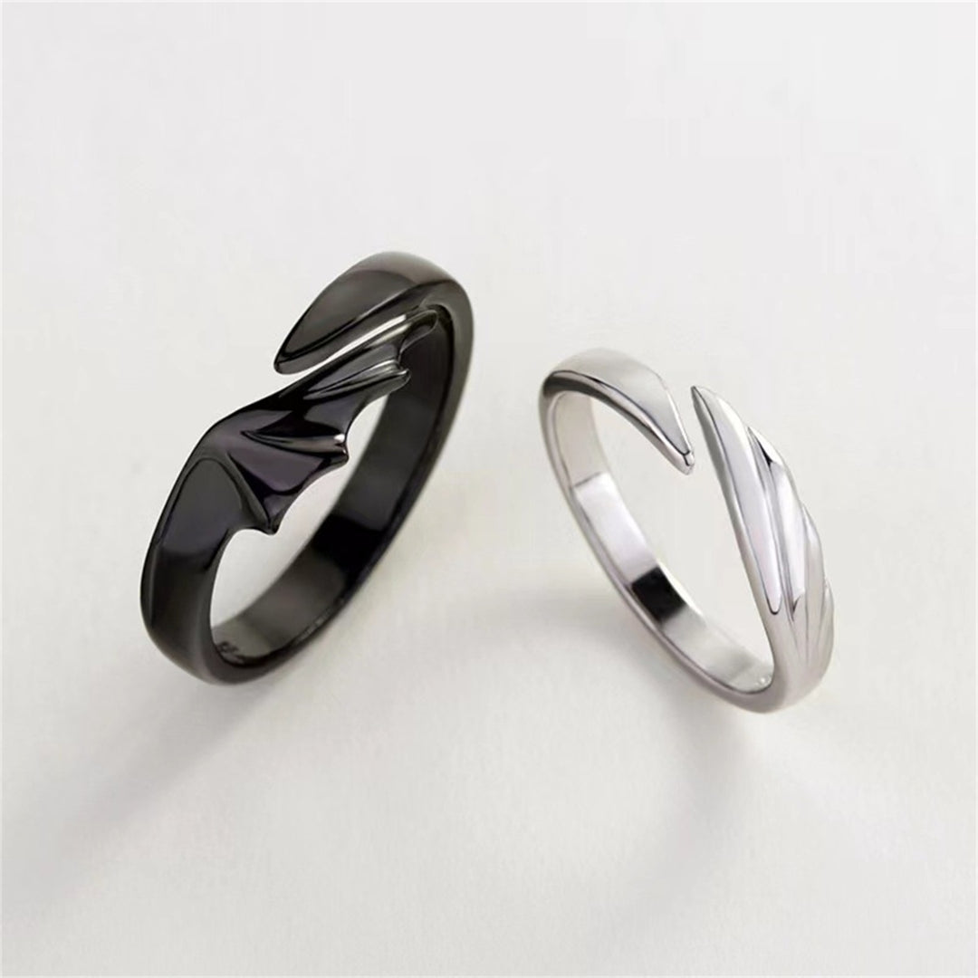 2Pcs Couple Rings Exquisite Shape Rust-proof Metal Stylish Engagement Open Ring Birthday Gift for Female Image 7