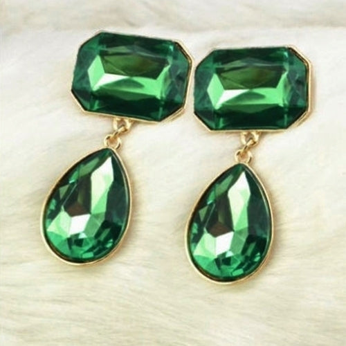 Luxury Womens Teardrop Acrylic Gemstone Ear Stud Statement Earring Jewelry Image 1