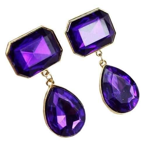 Luxury Womens Teardrop Acrylic Gemstone Ear Stud Statement Earring Jewelry Image 4