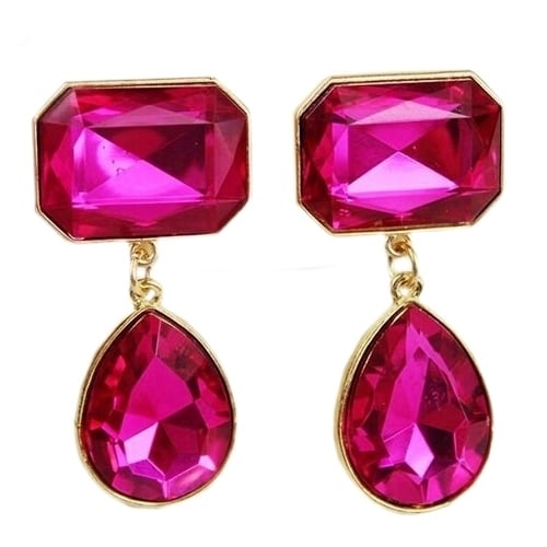 Luxury Womens Teardrop Acrylic Gemstone Ear Stud Statement Earring Jewelry Image 6