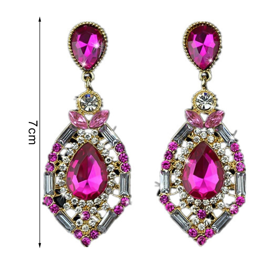 Women Earrings Teardrop Shape Big Drop Dangle Zinc Alloy Rhinestone Earrings Jewelry for Party Image 8