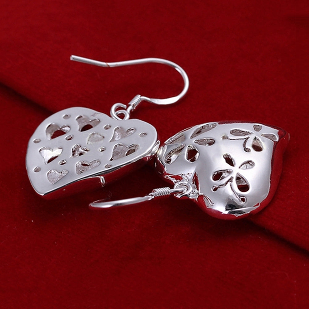 Womens Cute Silver Plated Hollow Flower Butterfly Heart Dangle Hook Earrings Image 4