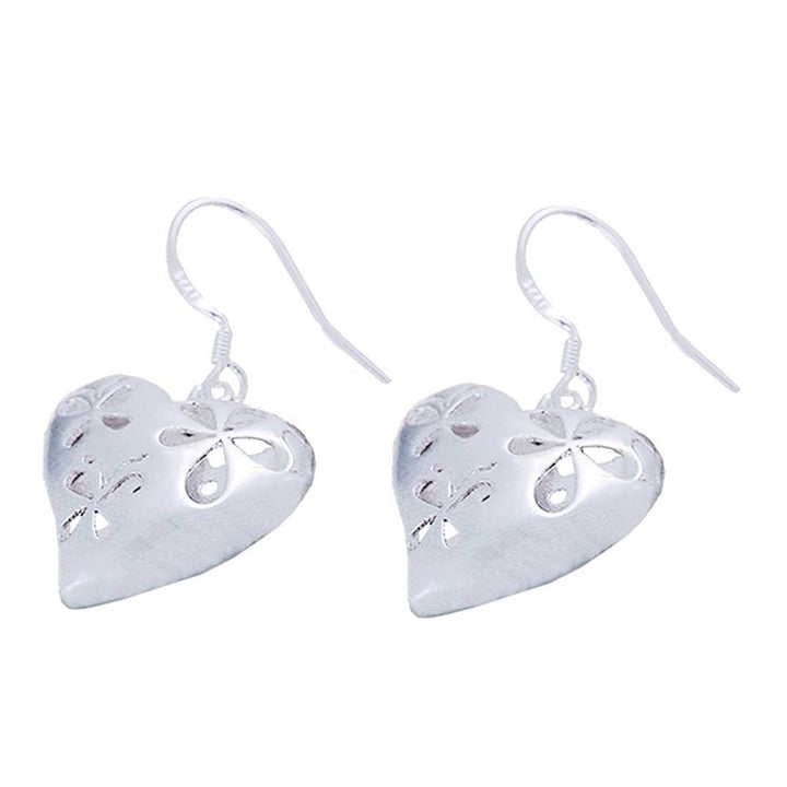 Womens Cute Silver Plated Hollow Flower Butterfly Heart Dangle Hook Earrings Image 6