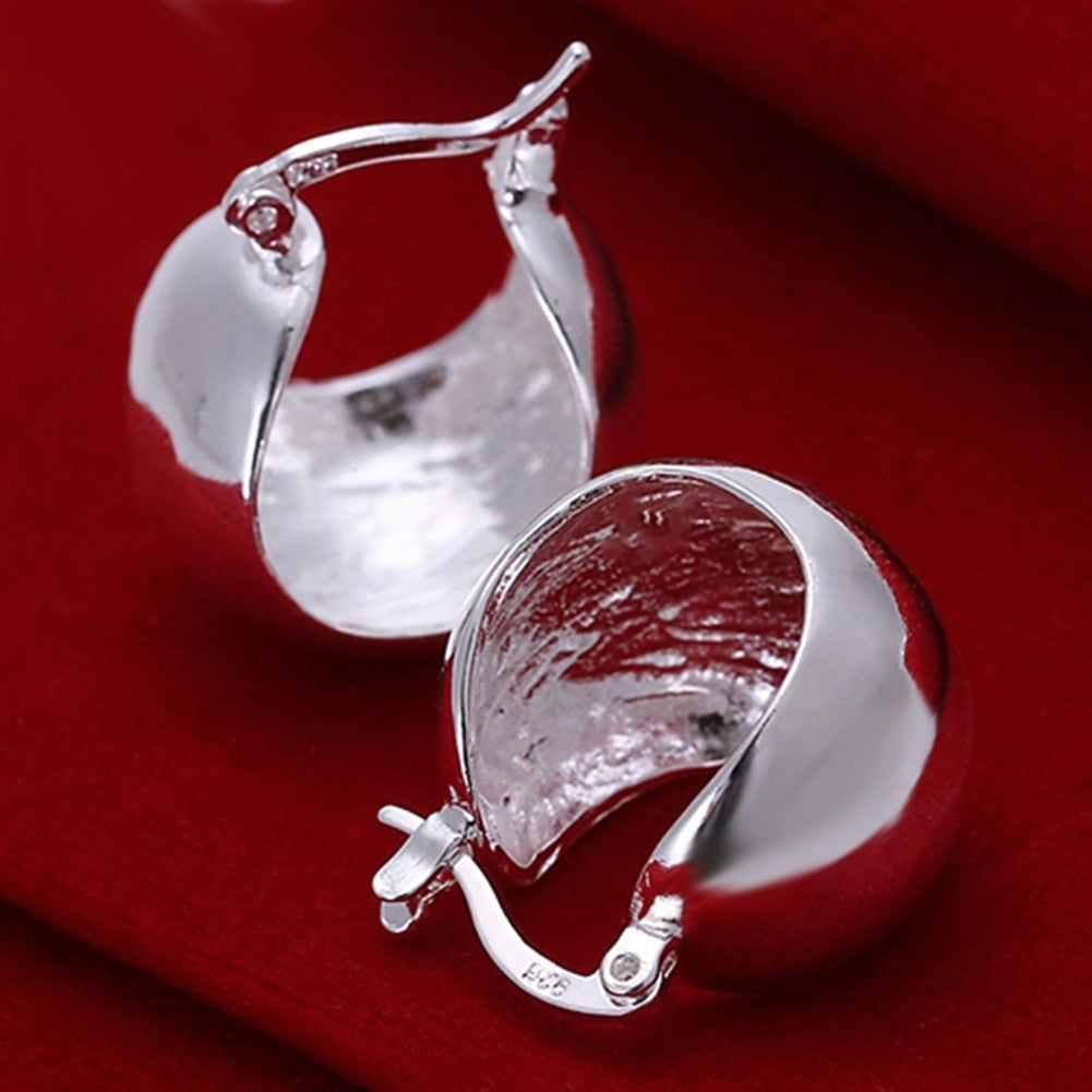 Womens Girls Silver Plated Fashion Bright Hoop Earrings Jewelry Charm Gift Image 4